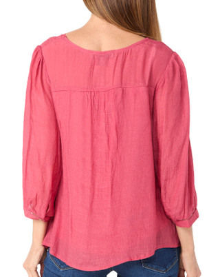 Thumbnail 3: FIGUEROA & FLOWER Figueroa & Flower Petite 3/4 Sleeve Tori Papaya Lace Top 