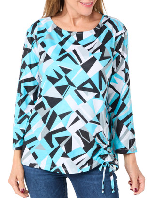 Thumbnail 1: Erin London Erin London Womens 3/4 Sleeve Geometric Slub Knit Top 