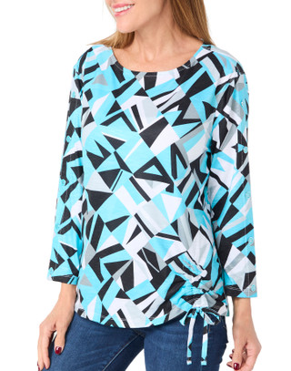 Thumbnail 4: Erin London Erin London Womens 3/4 Sleeve Geometric Slub Knit Top 