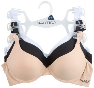Thumbnail 1: Nautica Nautica Womens 3 Pk Seamless Underwire T-Shirt Bras 