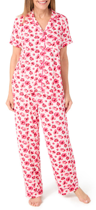 Thumbnail 1: BCBGMAXAZRIA BCBGMAXAZRIA Womens 2 Pc Short Sleeve Pajama & Pants Set 