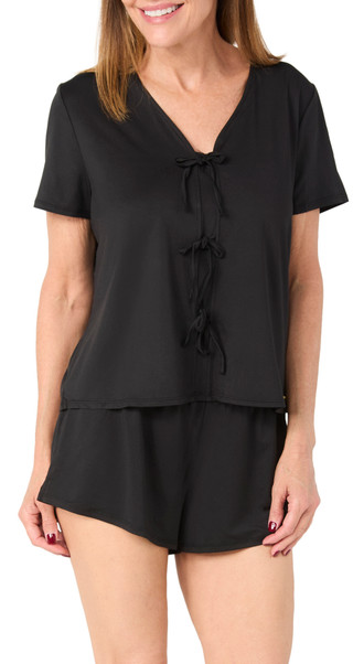 Thumbnail 3: BCBGMAXAZRIA BCBGMAXAZRIA Womens 2 Pc Short Sleeve Pajama & Shorts Set 