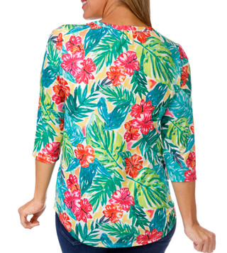Thumbnail 2: ART & SOL Art & Sol Womens 3/4 Sleeve Smock Shoulder Henley Print Top 
