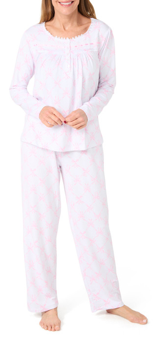 Thumbnail 2: Sophie B Sophie B Womens 2 Pc Bows Print Lace Top & Pants Pajama Set 