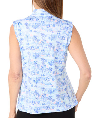 Thumbnail 3: Coral Bay Golf Coral Bay Golf Petite Sleeveless 1/4 Zip Print Top 