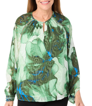 Thumbnail 1: Zac & Rachel Zac & Rachel Womens Long Sleeve Clip Chiffon Top 