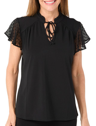 Thumbnail 1: Adrianna Papell Adrianna Papell Womens Clip Dot Flutter Sleeve Top 