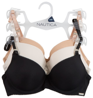Thumbnail 1: Nautica Nautica Womens 3 Pk Micro Ribbed Molded Underwire Bras 