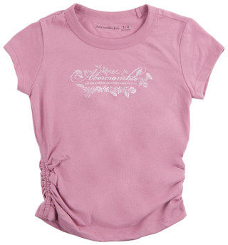 Thumbnail 1: Abercrombie & Fitch Abercrombie & Fitch Big Girls Floral Script Ruched Tee 