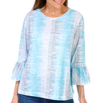 Thumbnail 1: Erin London Erin London Petite 3/4 Sleeve Flounce Print Slub Top 