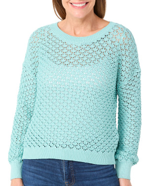 Thumbnail 1: Pink Rose Pink Rose Juniors Sage Pointelle Knit Sweater 