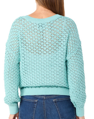 Thumbnail 2: Pink Rose Pink Rose Juniors Sage Pointelle Knit Sweater 