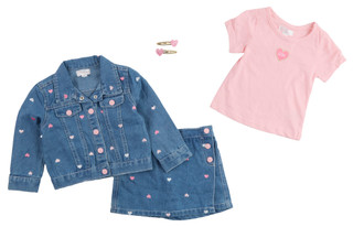 Thumbnail 3: Nannette Nannette Toddler Girl 4 Pc Embroidered Denim Skort Set 