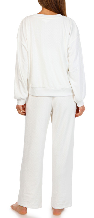 Thumbnail 3: JACLYN Jaclyn Womens 3 Pc Embossed Velour Pajama Set & Socks 