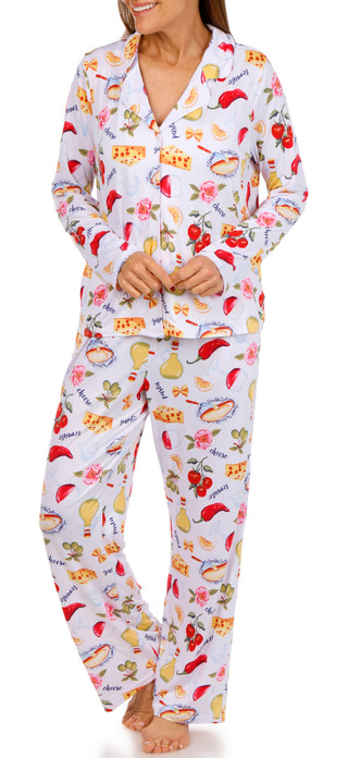 Thumbnail 1: JACLYN Jaclyn Womens 2 Pc Long Sleeve Top & Pants Pajama Set 