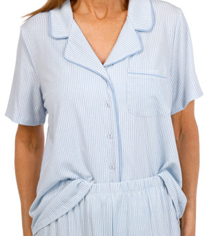 Thumbnail 3: Como Como Womens 3 Pc Short Sleeve Top Pants & Shorts Pajama Set 
