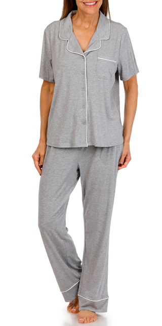 Thumbnail 1: Como Como Womens 3 Pc Short Sleeve Top Pants & Shorts Pajama Set 