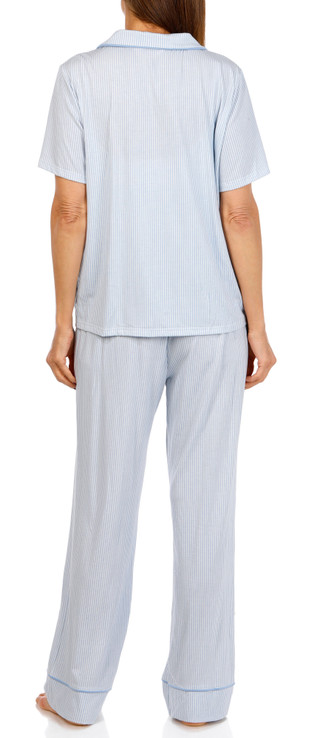 Thumbnail 4: Como Como Womens 3 Pc Short Sleeve Top Pants & Shorts Pajama Set 