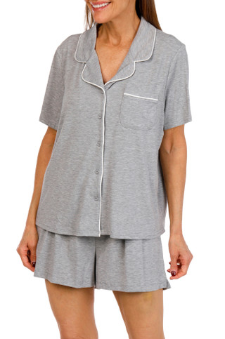Thumbnail 3: Como Como Womens 3 Pc Short Sleeve Top Pants & Shorts Pajama Set 