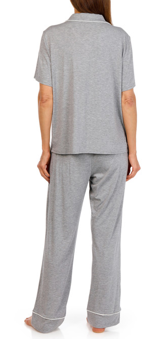 Thumbnail 5: Como Como Womens 3 Pc Short Sleeve Top Pants & Shorts Pajama Set 