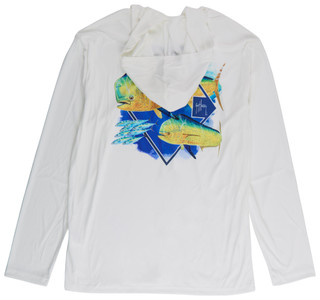 Thumbnail 2: Guy Harvey Guy Harvey Men's Long Sleeve Hooded Diamond Cut Shirt 