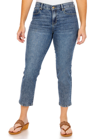 Thumbnail 1: D. Jeans D. Jeans Petite Mid Rise Slim Straight Leg Jeans 