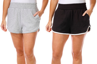 Thumbnail 1: 90 Degree 90 Degree Womens Active 2 Pk Scuba Cardio Tulip Hem Shorts 