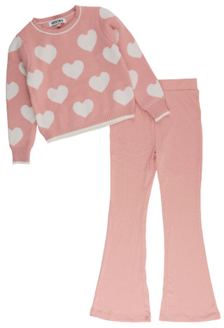 Thumbnail 1: Vigoss Vigoss Big Girl 2 Pc Heart Sweater Flare Pants Set 
