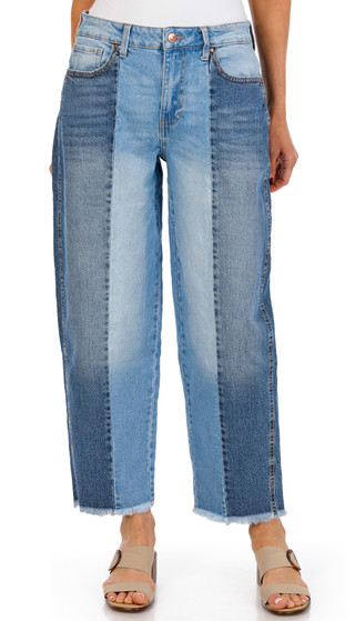 Thumbnail 1: RACHEL ROY Rachel Roy Womens High Rise Barrel Leg Fray Hem Jeans 