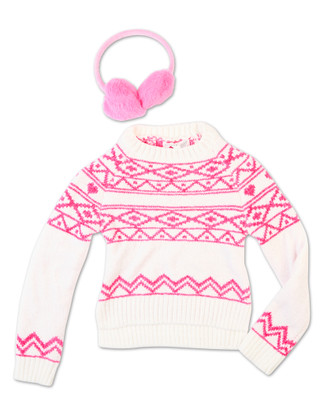 Thumbnail 1: Btween Girls 2 Pc Sweater & Earmuffs Set 