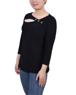 Thumbnail 3: NY COLLECTION NY Collection Petite 3/4 Sleeve Cutout Top 
