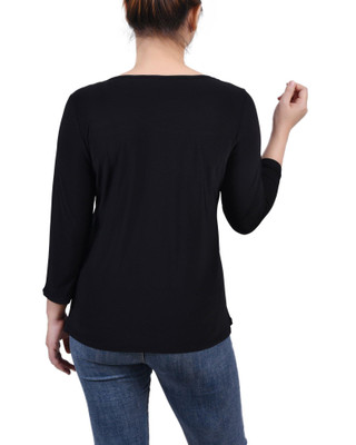 Thumbnail 2: NY COLLECTION NY Collection Petite 3/4 Sleeve Cutout Top 