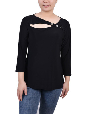 Thumbnail 1: NY COLLECTION NY Collection Petite 3/4 Sleeve Cutout Top 