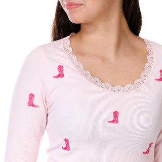 Thumbnail 2: FCT BASICS FCT Basics Juniors Long Sleeve Ribbed Lace Cowboy Boot Top 