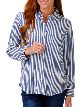 Thumbnail 1: Philosophy Philosophy Womens Long Sleeve Stripe Button Down Top 