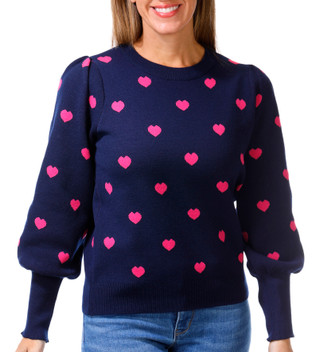 Thumbnail 1: Nanette Lepore Nanette Lepore Womens Valentine Heart Puff Sleeve Sweater 