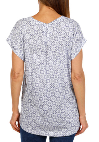 Thumbnail 2: Bobeau Bobeau Womens Short Sleeve Printed V Neck Top 