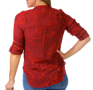 Thumbnail 2: FIGUEROA & FLOWER Figueroa & Flower Petite Roll Tab Sleeve Button Front Top 