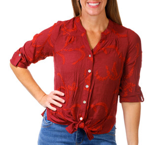 Thumbnail 1: FIGUEROA & FLOWER Figueroa & Flower Petite Roll Tab Sleeve Button Front Top 