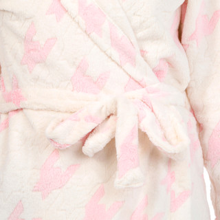 Thumbnail 2: JACLYN Jaclyn Womens Houndstooth Hooded Plush Robe 