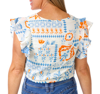 Thumbnail 2: BILA 77 Bila 77 Womens Short Sleeve Mesita Tie Front Top 