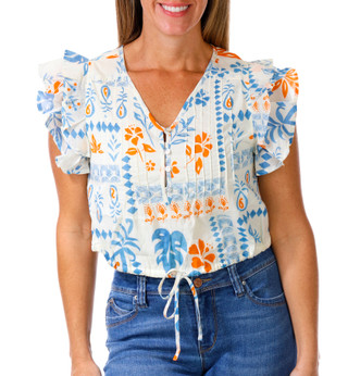 Thumbnail 1: BILA 77 Bila 77 Womens Short Sleeve Mesita Tie Front Top 
