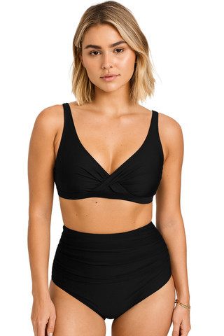 Thumbnail 1: BEACH PARTY Beach Party Womens Solid Twist Front Two Piece Swimsuit 