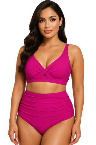 Thumbnail 1: BEACH PARTY Beach Party Womens Solid Twist Front Two Piece Swimsuit 