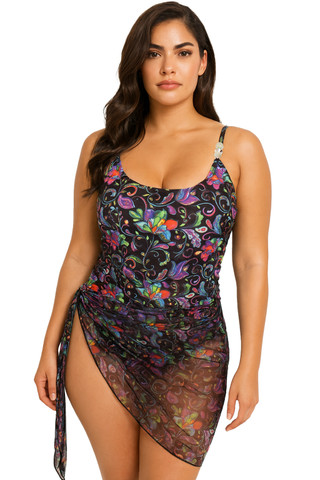 Thumbnail 1: BEACH PARTY Beach Party Womens Beaded One Piece & Sarong Swimsuit Set 
