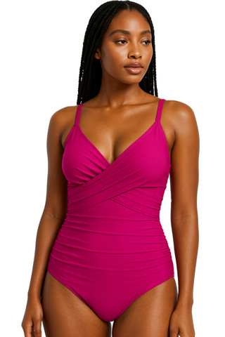 Thumbnail 1: BEACH PARTY Beach Party Womens Solid Twist One Piece Swimsuit 