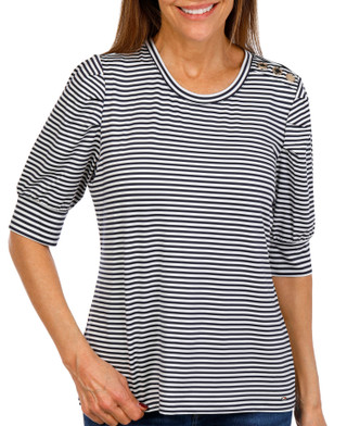 Thumbnail 1: Tommy Hilfiger Tommy Hilfiger Womens Puff Elbow Sleeve Stripe Top 