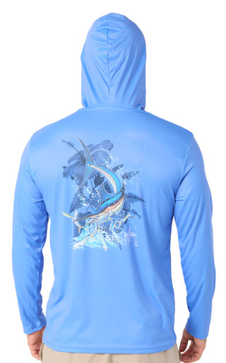 Thumbnail 3: Guy Harvey Guy Harvey Men's Long Sleeve Marlin Springs Hooded Shirt 
