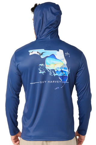 Thumbnail 3: Guy Harvey Guy Harvey Men's Long Sleeve Florida Mahi Hooded Shirt 