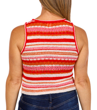 Thumbnail 2: BILA 77 Bila 77 Womens Janet Open Sweater Striped Crop Tank Top 
